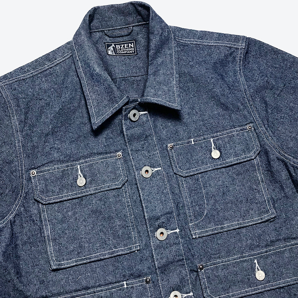 BZEN M.3323 BUBBA REGULAR FIT INDIGO DENIM WORK JACKET-10OZ
