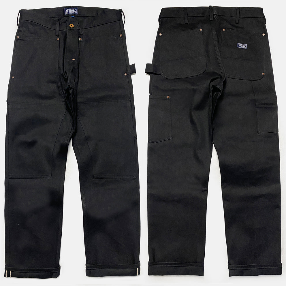 BZEN M.1279 JETHRO-BB DOUBLE PANEL FRONT 6 POCKET SELVEDGE BLACK OVER BLACK DENIM PAINTER JEAN-13.8oz-RAW BLACK BLACK BZEN M.1279 JETHRO-BB DOUBLE PANEL FRONT 6 POCKET SELVEDGE BLACK OVER BLACK DENIM PAINTER JEAN-13.8oz-RAW BLACK BLACK