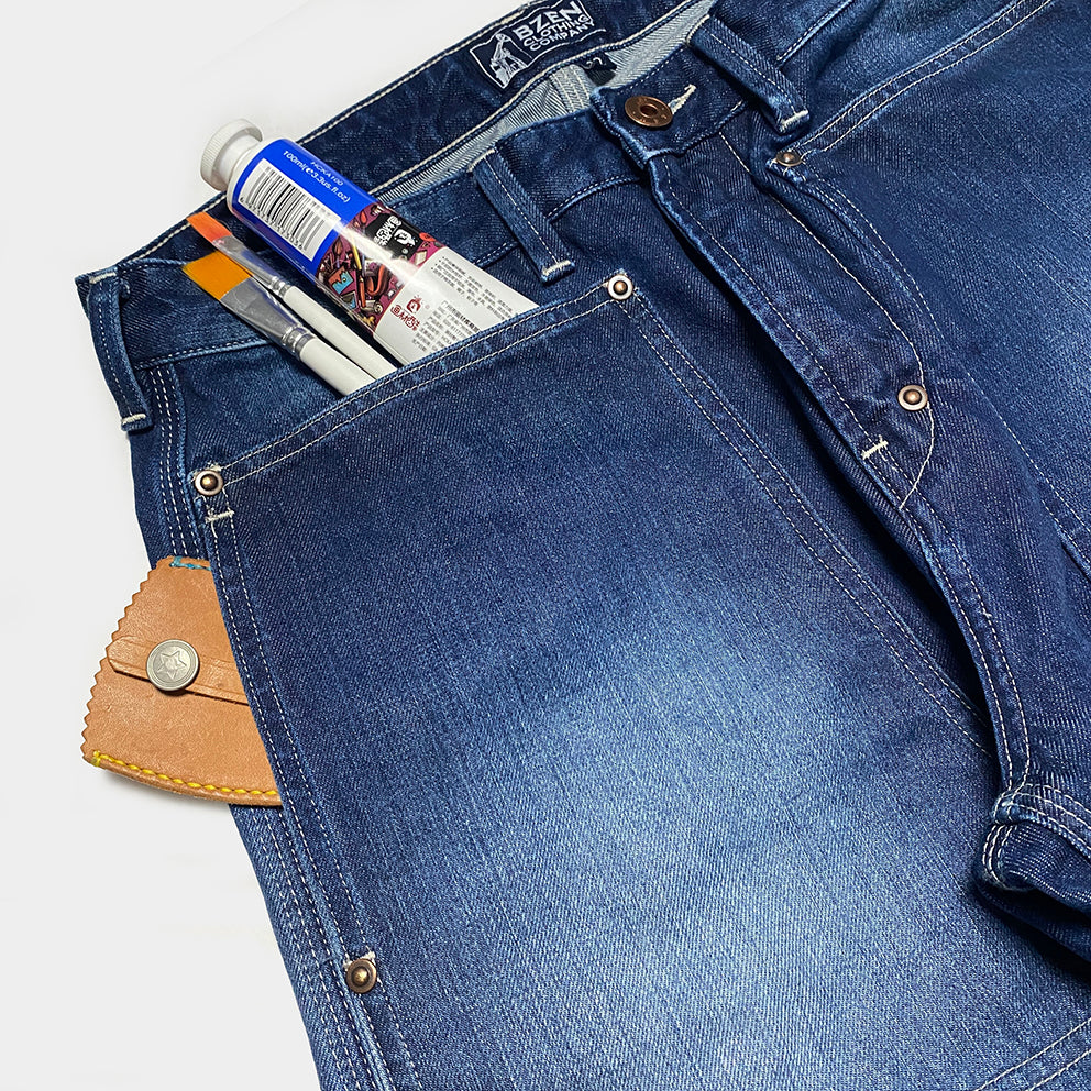 21oz Selvedge Denim Slim Tapered Jeans - Superblack (Fades To Grey)  (BS69xSOP420) Tag 28, Cut to 33.0''