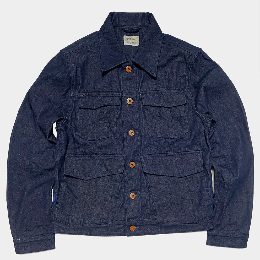 BZEN M.3139RR AERO-D REGULAR FIT MILITARY INSPIRED DENIM JACKET-12OZ-HRH INDIGO