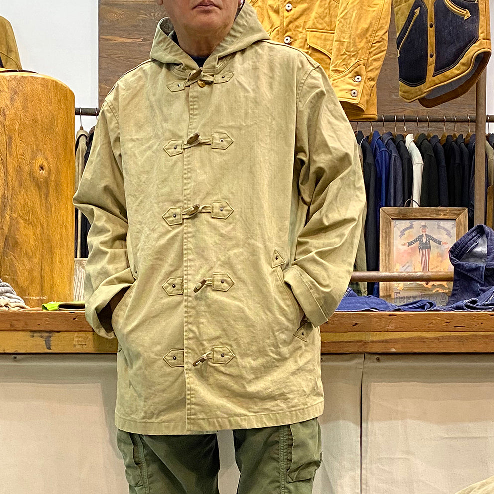 BZEN M.3230RR DUF CMG REGULAR FIT VEGGIE DYED CANVAS DUFFLE COAT 12OZ E0 MOSS GREEN