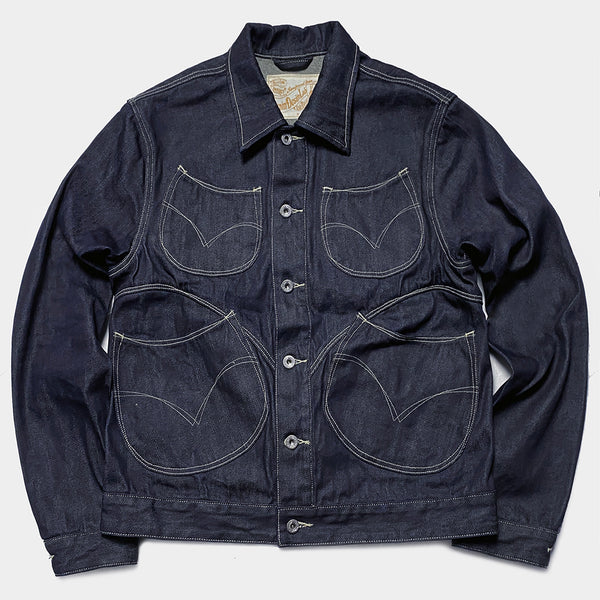 DDL 311-JERICHO OV REGULAR FIT 6 POCKET TYPE 3 CONE MILLS ORGANIC COTTON  DENIM JACKET-12.75oz-RAW INDIGO