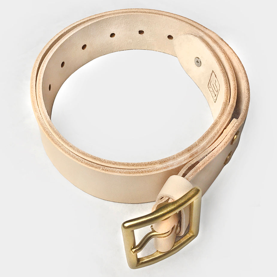 John Henry Leather Belt 44 Braided Inlay Vegtan Cowhide