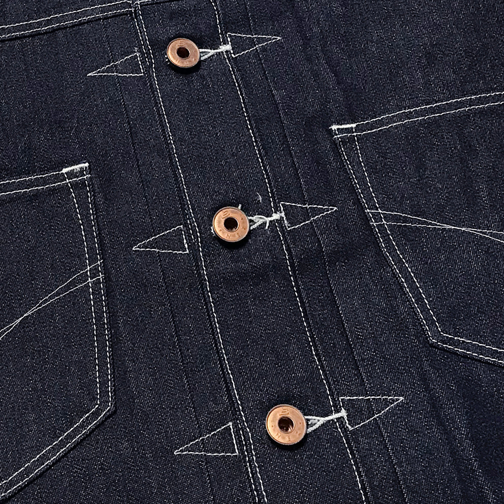 Denim Jacket Work Wear Blue and Beige Jeans Bomber Puffer