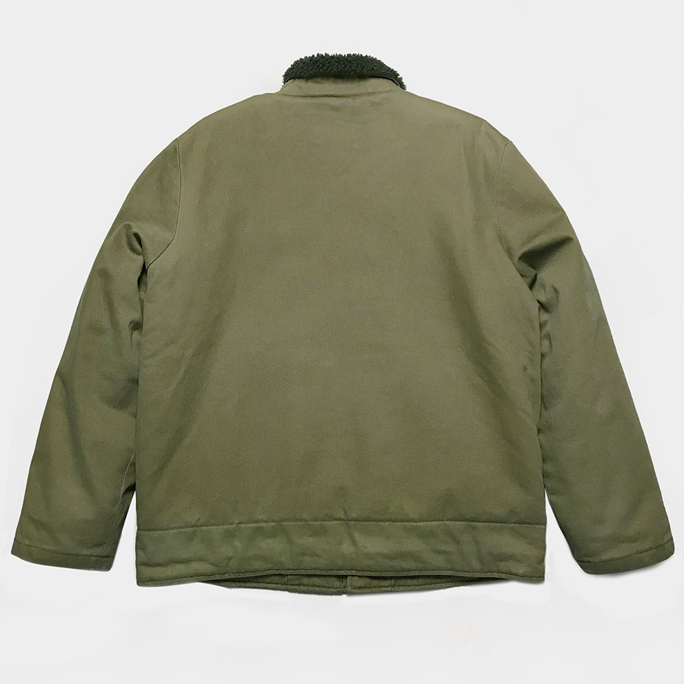 BZEN N1 DECK JACKET SHERPA LINED RIB CUFF WATER REPELLENT GREEN BZEN N1 DECK JACKET SHERPA LINED RIB CUFF WATER REPELLENT GREEN