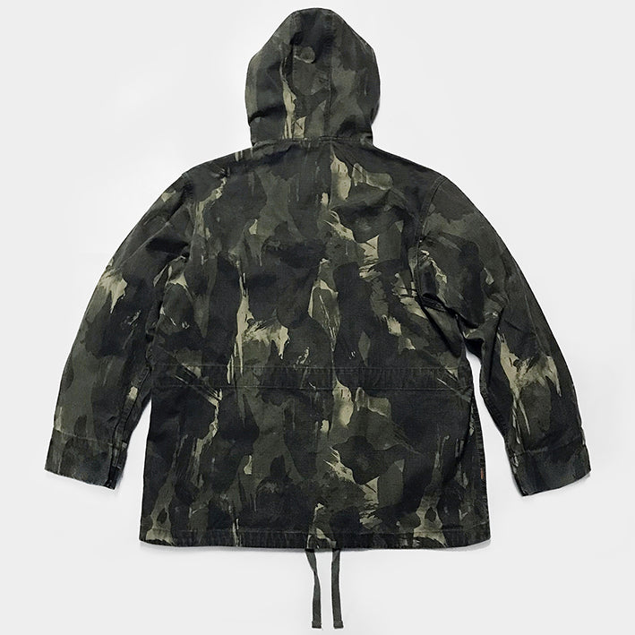 Bzen Mens Hooded 4 Pocket Canvas Camouflage Jacket