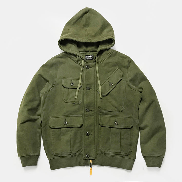 Bzen M 3330 Mens 6 Pocket Military Style Zip Up Hoodie Army