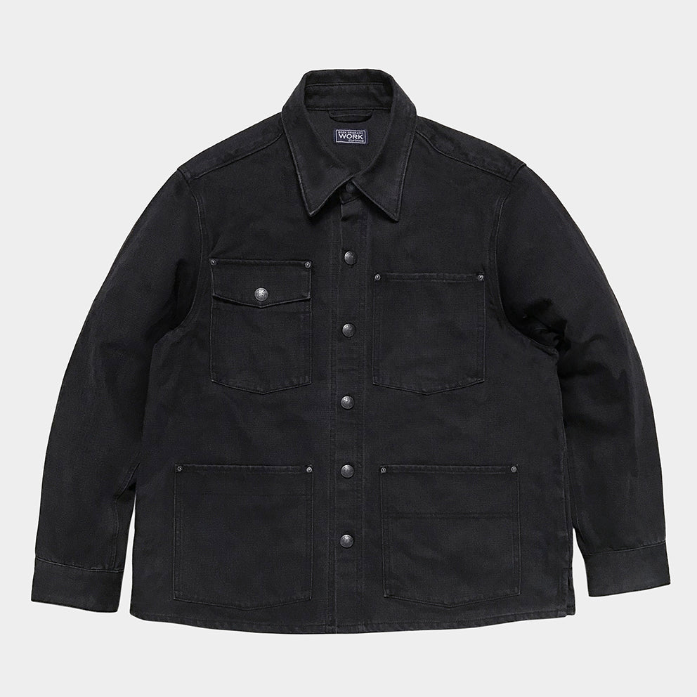 BZEN M.3126 MASON REGULAR FIT CHORE JACKET 12.25oz BLACK DENIM E0 COAL