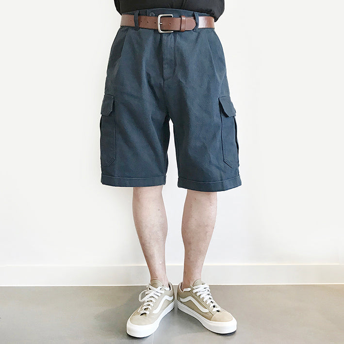 BZEN M.1091-HALONG PLEATED CARGO SHORT- NAVY