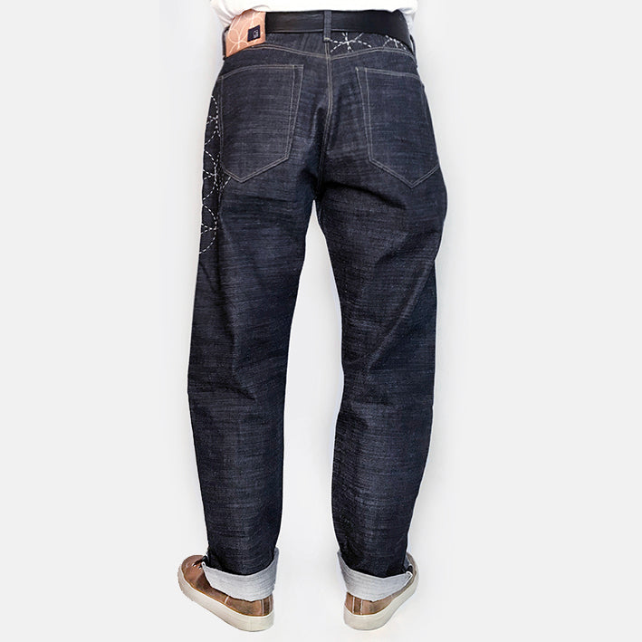 Bzen M.1093 Mens Blu Blu Regular Straight Leg Selvage Denim Sashiko –  Miner49er.Shop