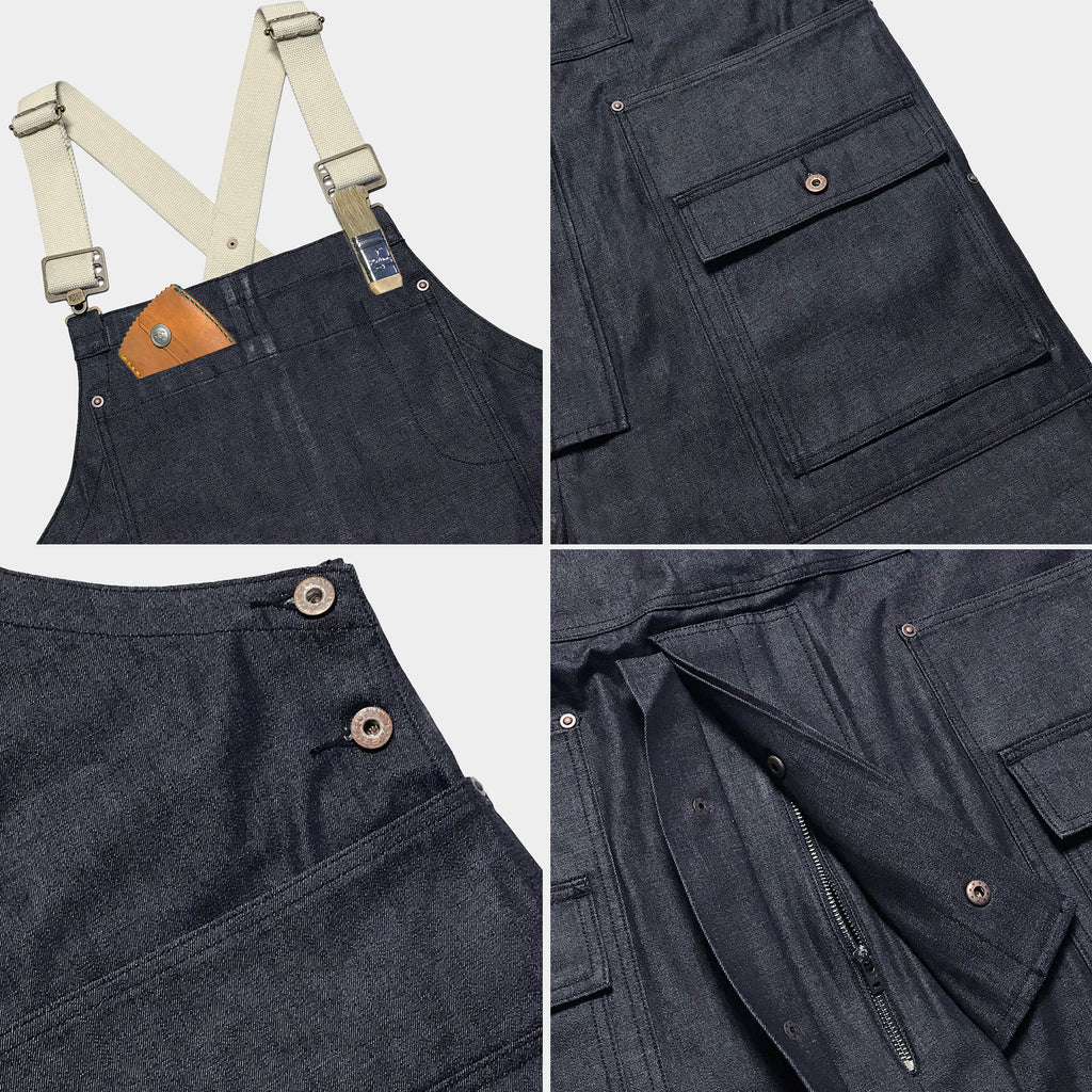 Key Men's Denim Bib Overalls - Indigo Denim Rigid - Sharpe's