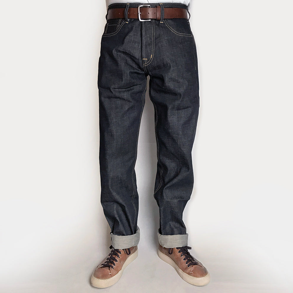 DDL 519-DAVID VINTAGE FIT STRAIGHT CONE MILLS WHITE OAKS-12.75oz RAW SELVEDGE- BLACK CAST INDIGO