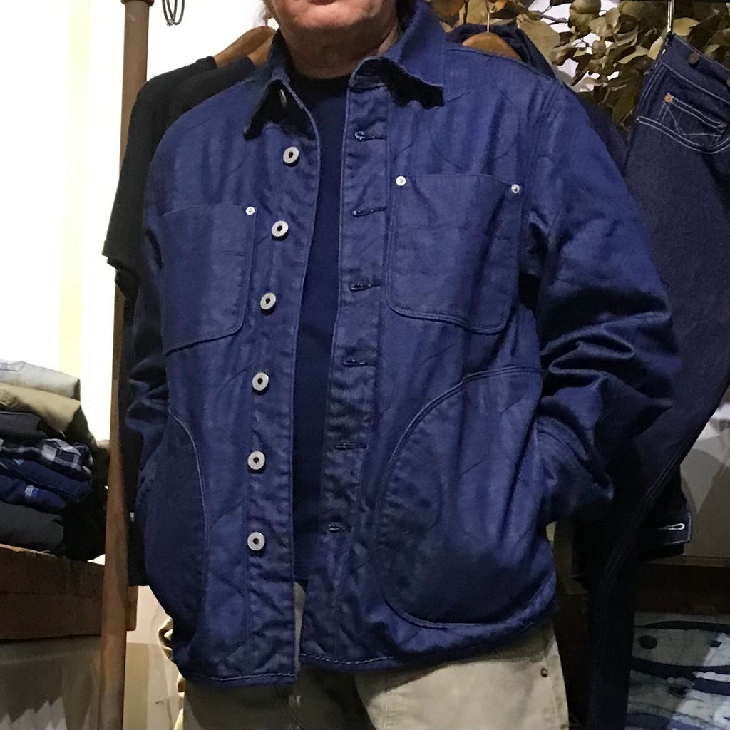 BZEN M.3177R DAYTON REGULAR FIT 6 POCKET QUILTED BROWN BASE INDIGO