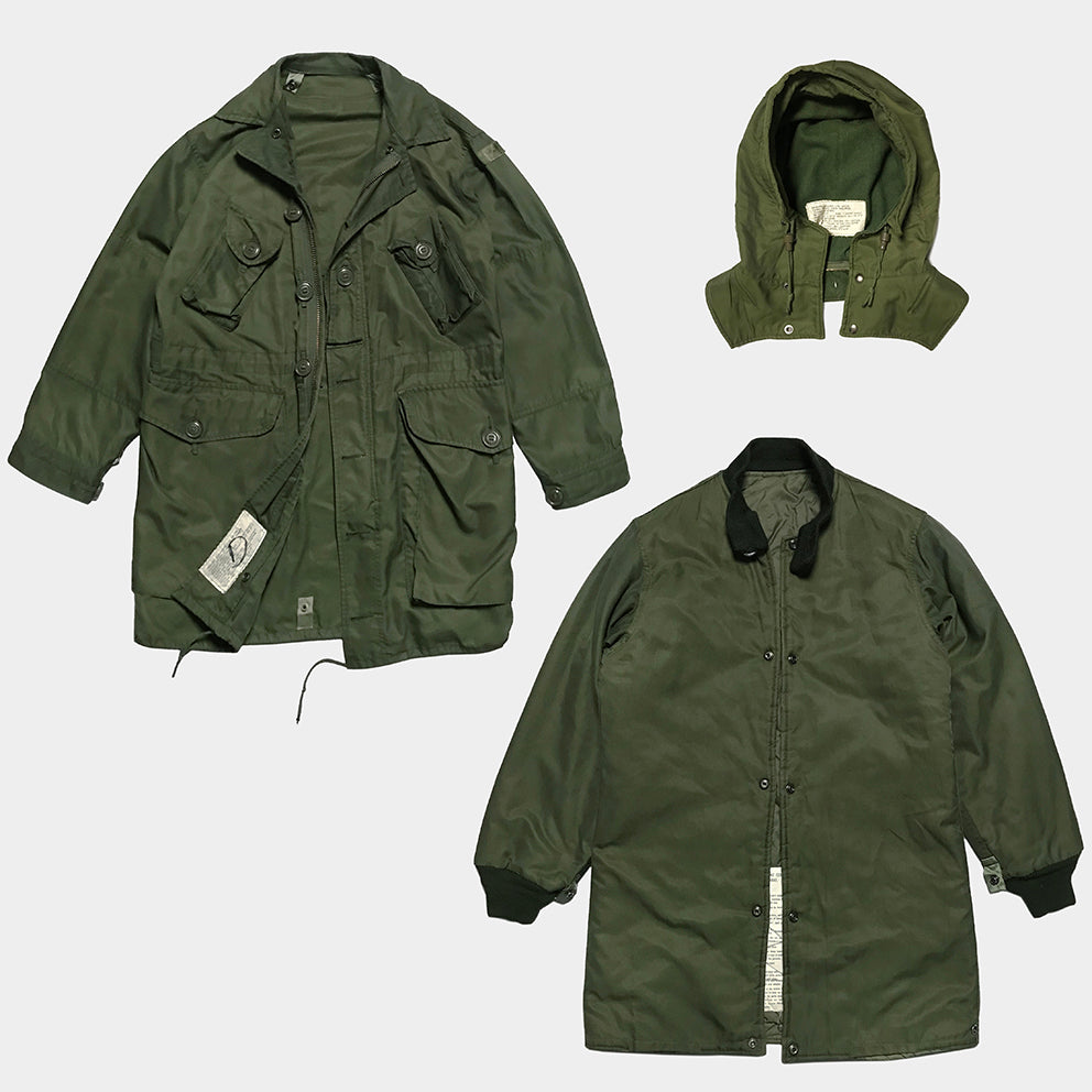 BZEN J1- RECYCLED & USED CANADIAN COMBAT MILITARY EXTREME COLD WEATHER  BUTTON OUT LINER PARKA FROM 1975-1992- OG107
